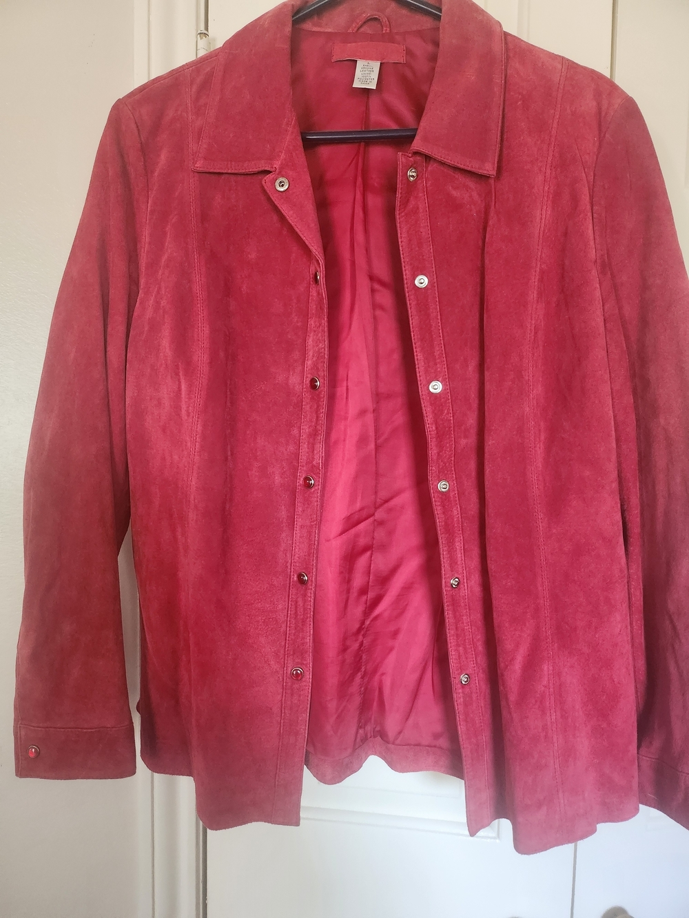 Women’s Raspberry Suede Button-Front Jacket